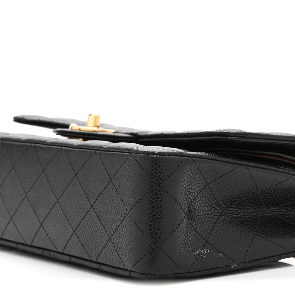 Caviar Quilted Medium Double Flap Black