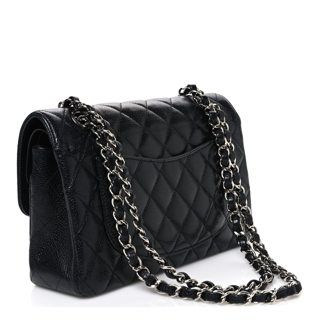 Caviar Quilted Small Double Flap Black