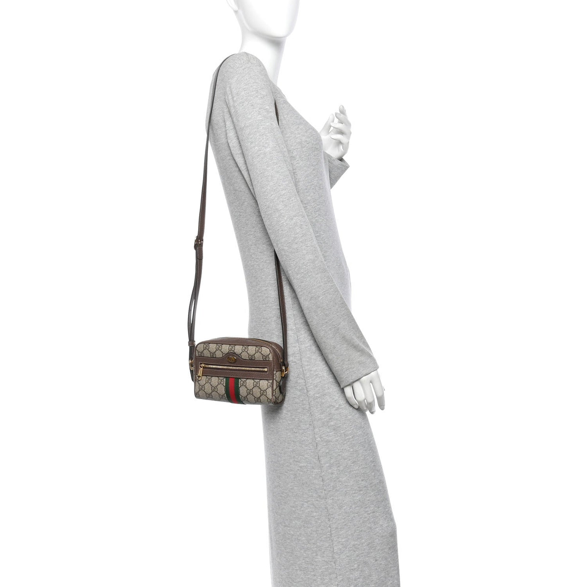 GG Supreme Monogram Web Mini Ophidia Shoulder Bag Brown