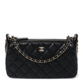 Caviar Quilted Purse With Chain Black