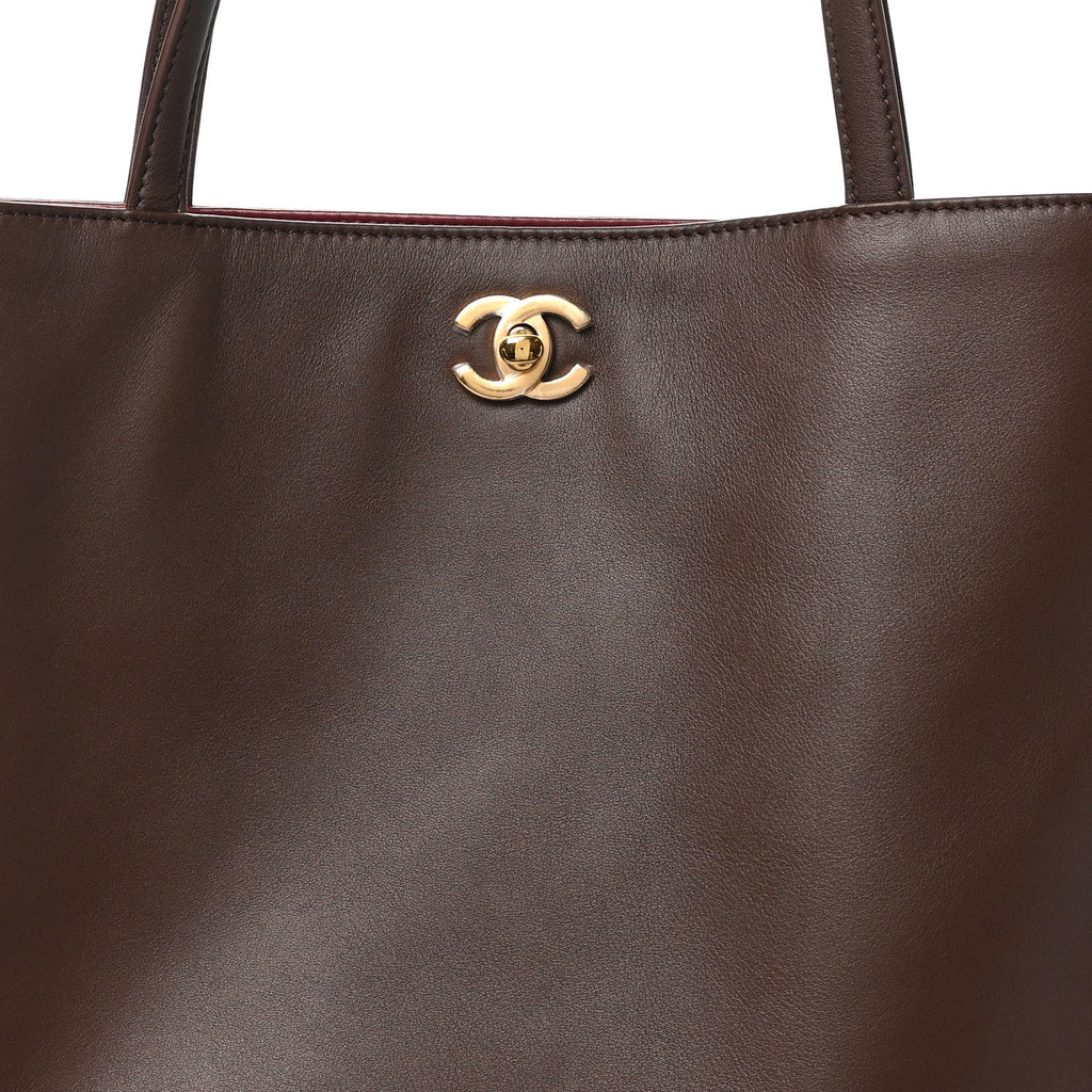 Calfskin Shopping Bag Dark Brown