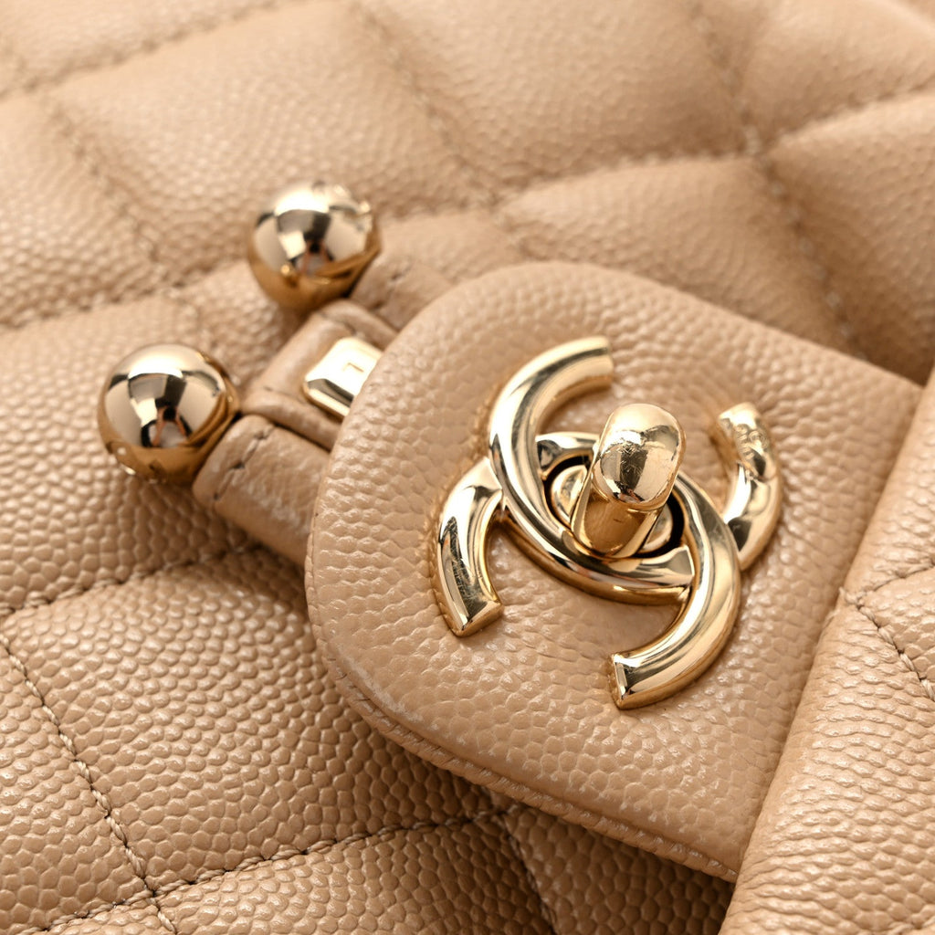 Caviar Quilted Mini Urban Spirit Backpack Dark Beige