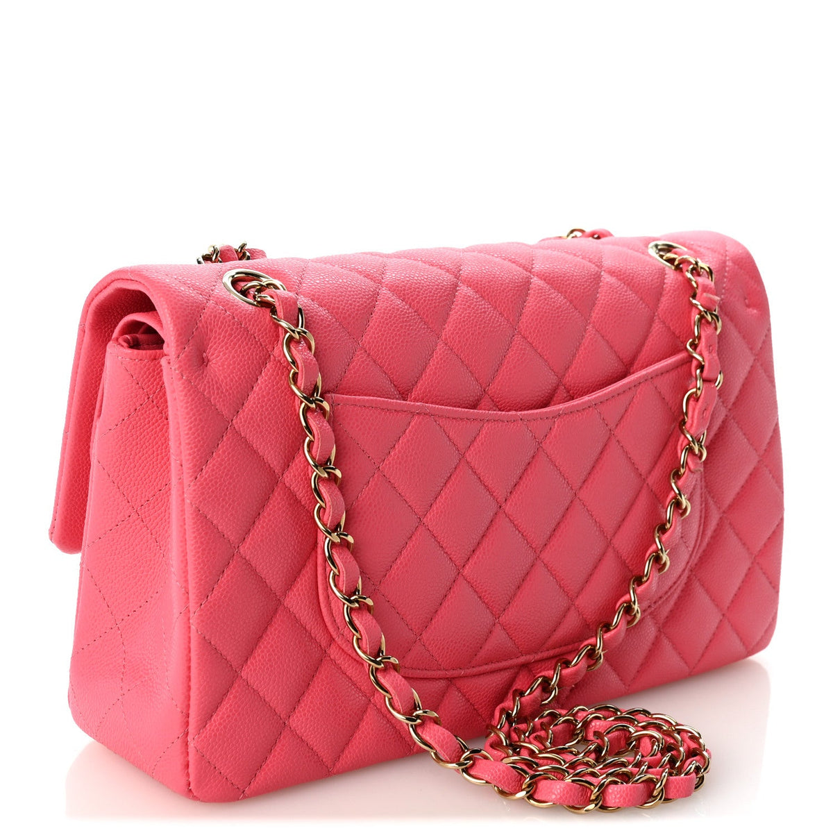 Caviar Quilted Medium Double Flap Pink