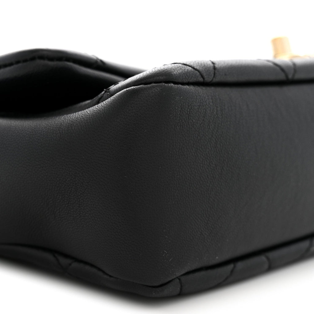 Lambskin Quilted Resin Bi-Color Chain Flap Bag Black