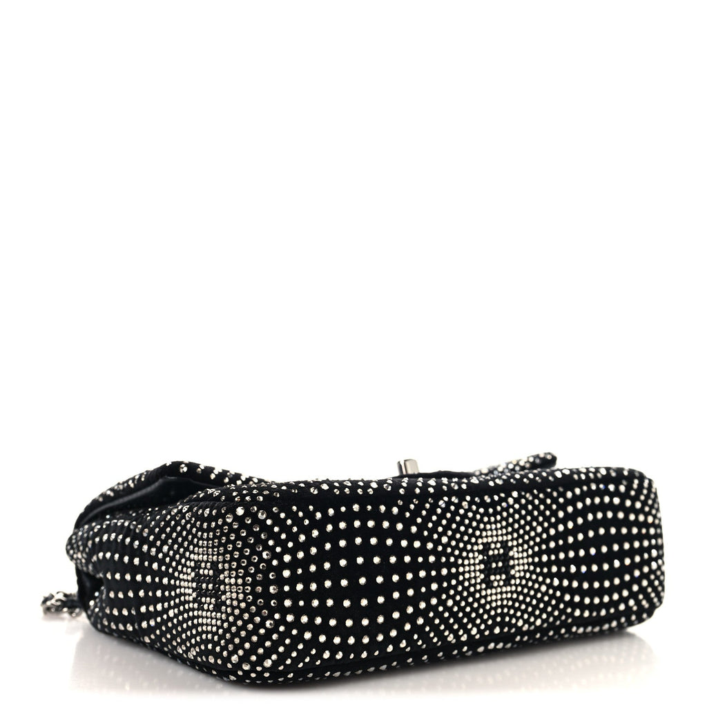 Velvet Strass Evening Flap Bag Black Silver