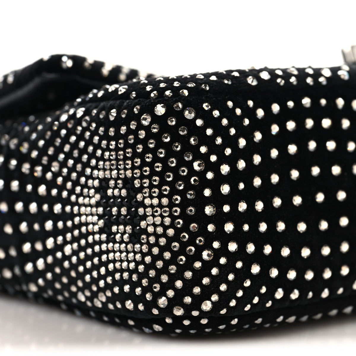 Velvet Strass Evening Flap Bag Black Silver