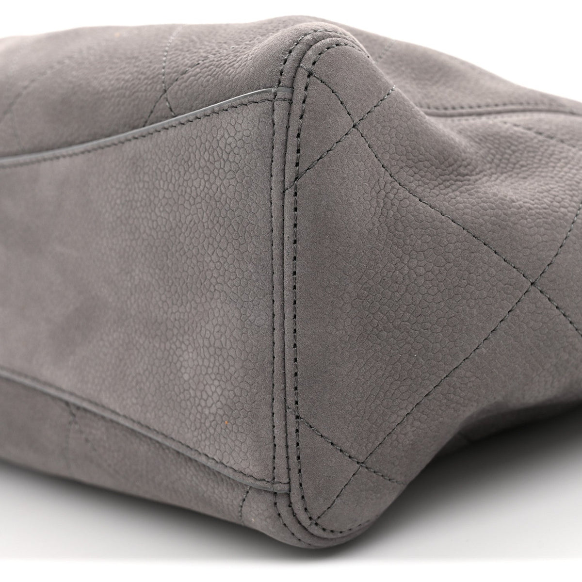 Nubuck Caviar Quilted Large Shopping Bag Grey