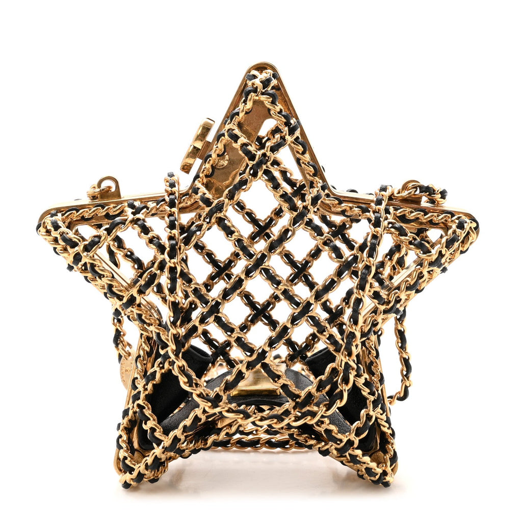 Metal CC Star Minaudiere Crossbody Gold Black