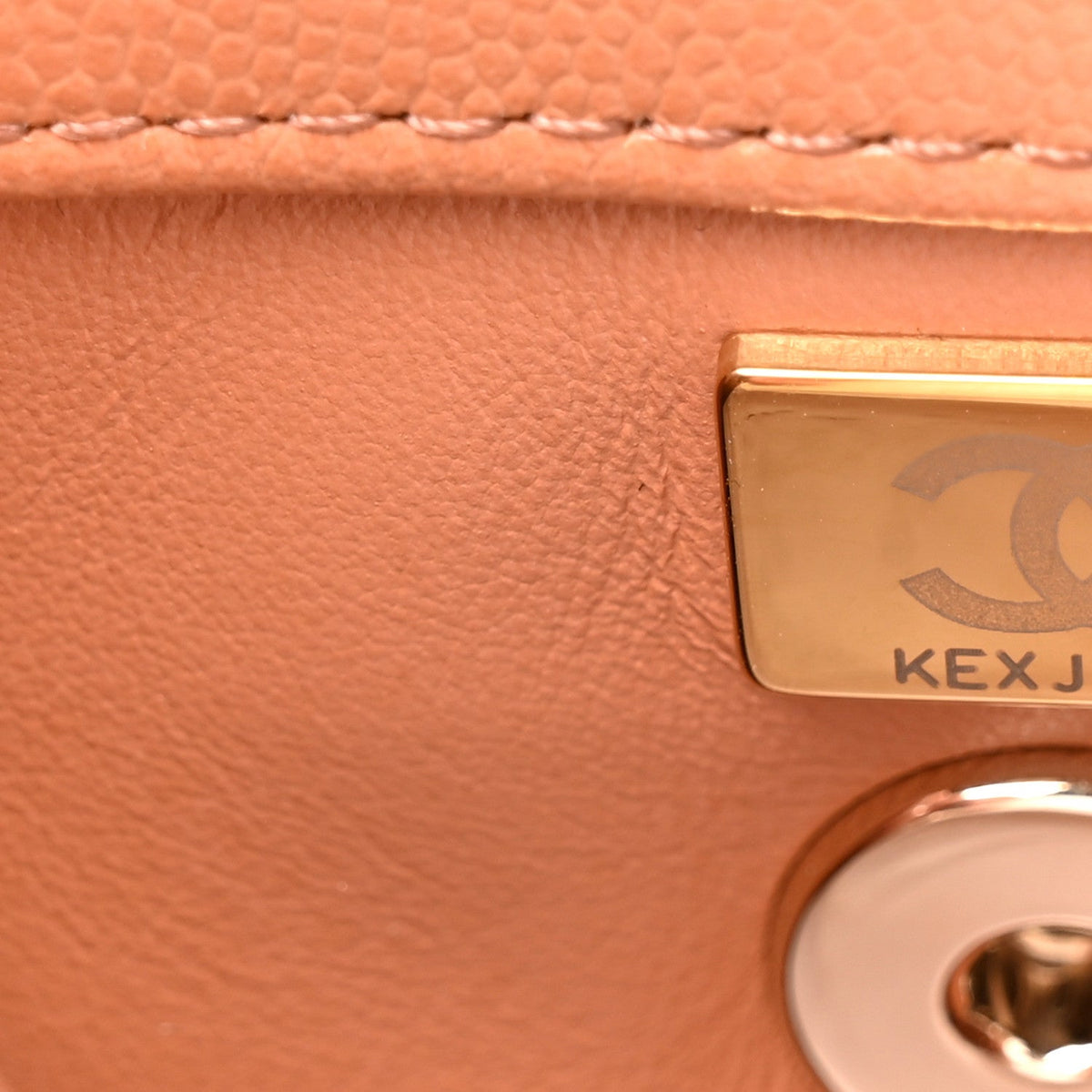 Caviar Quilted Lizard Embossed Mini Coco Handle Flap Beige