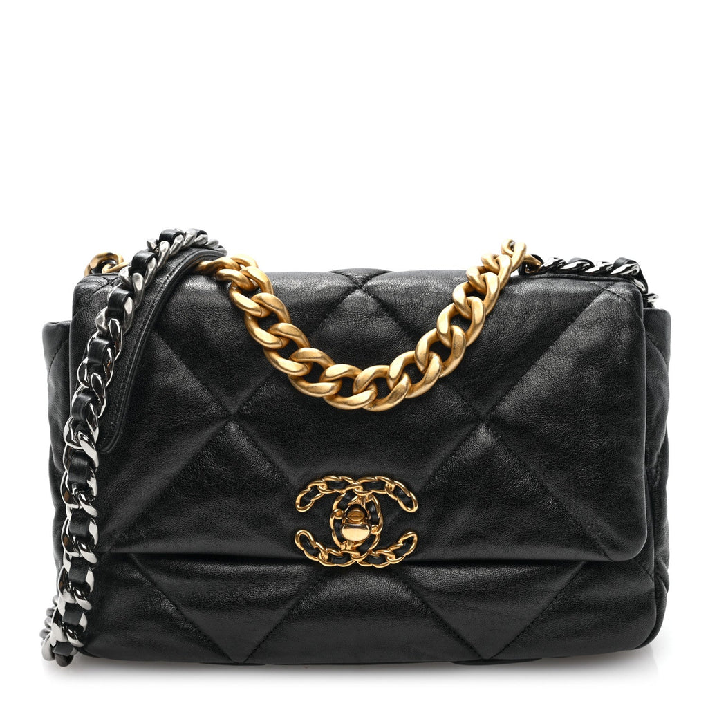 Lambskin Quilted Medium Chanel 19 Flap Black