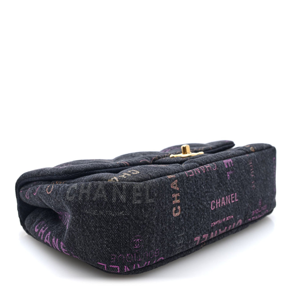 Denim Quilted Denim Mood Large Flap Black Multicolor