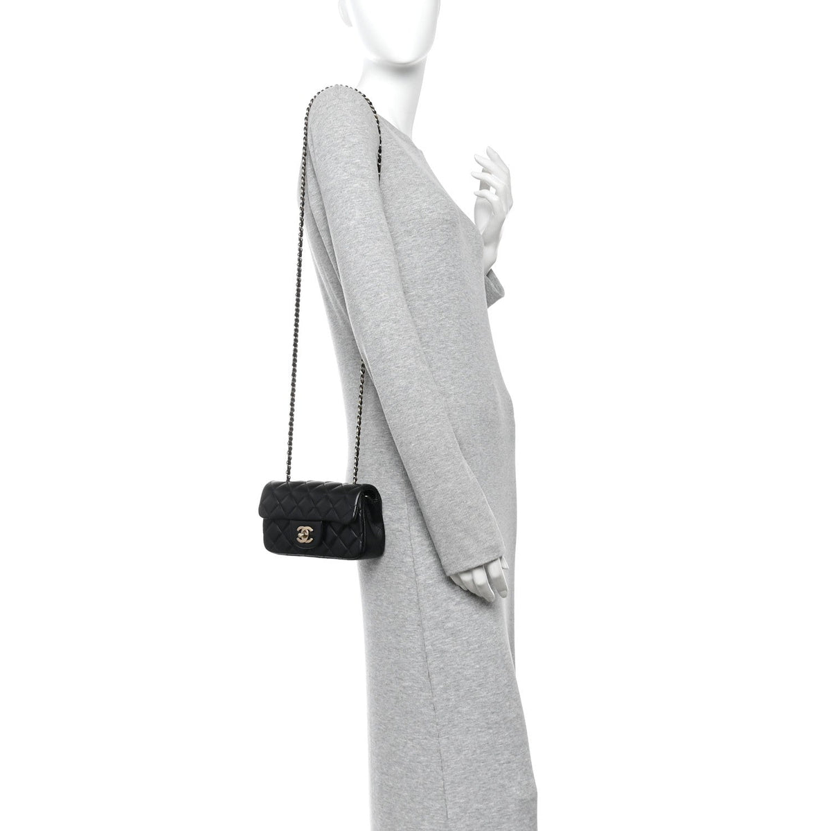 Lambskin Quilted Extra Mini Flap Black