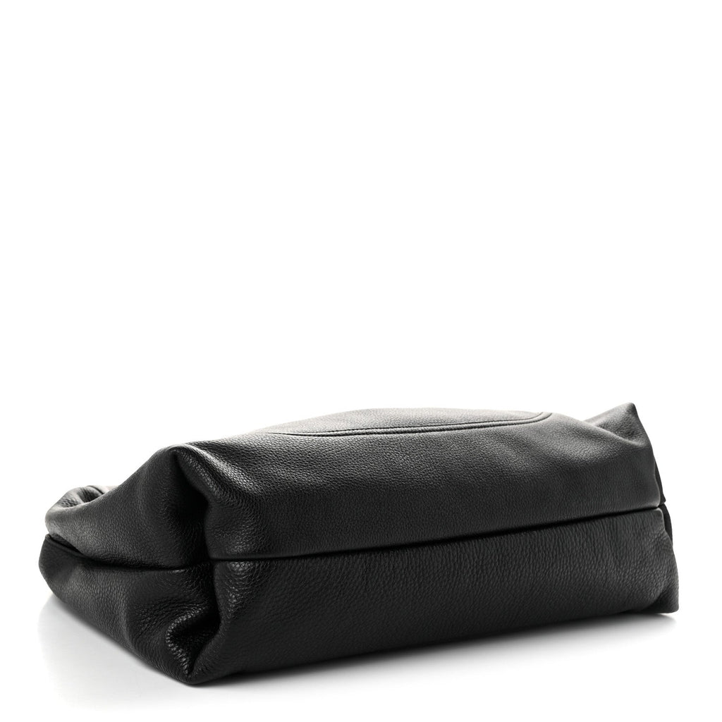 Grained Calfskin Softbit Maxi Shoulder Bag Black