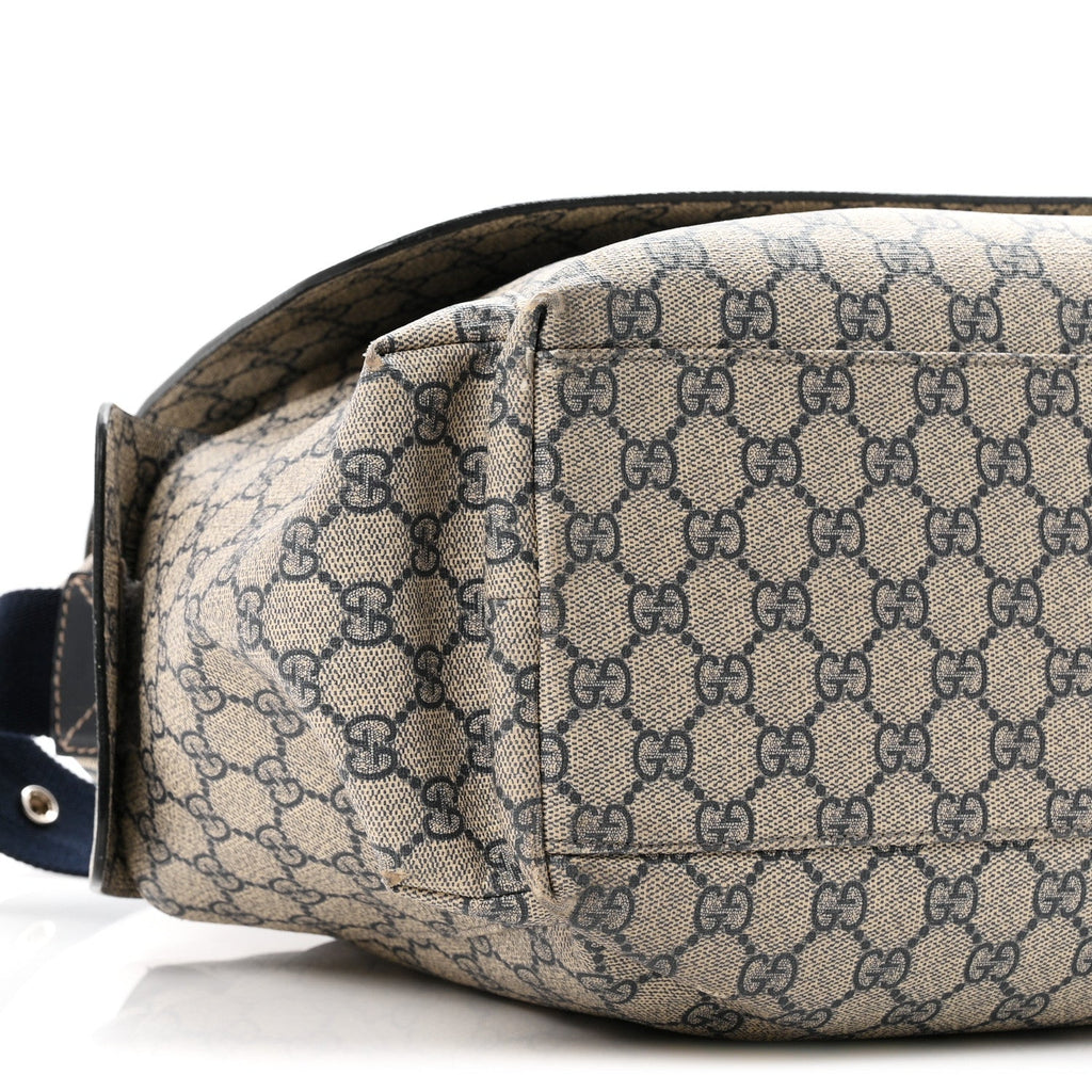 GG Supreme Monogram Selleria Calfskin Messenger Diaper Bag Navy