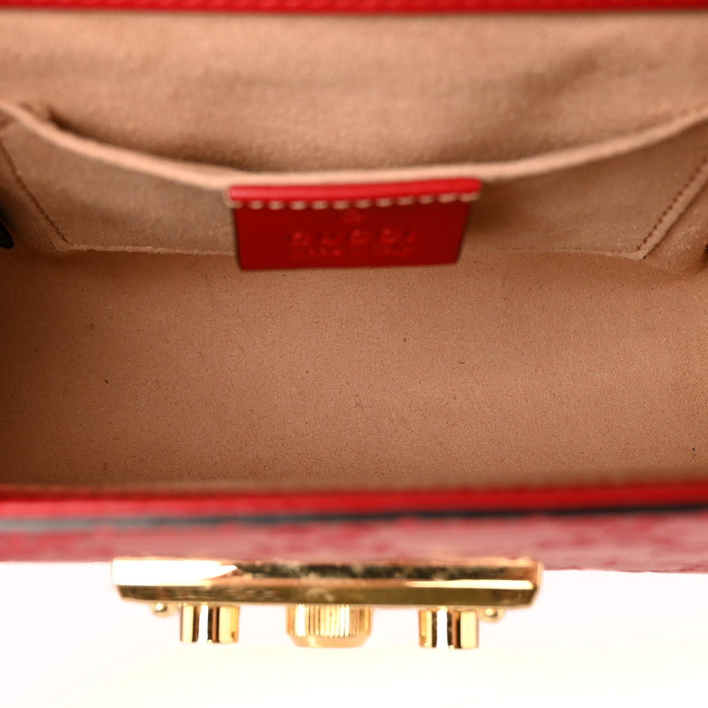 Guccissima Small Padlock Shoulder Bag Hibiscus Red
