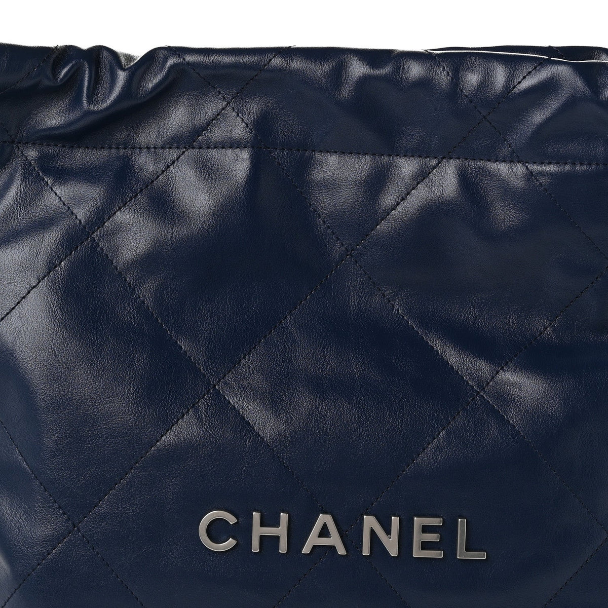 Shiny Calfskin Quilted Small Chanel 22 Navy