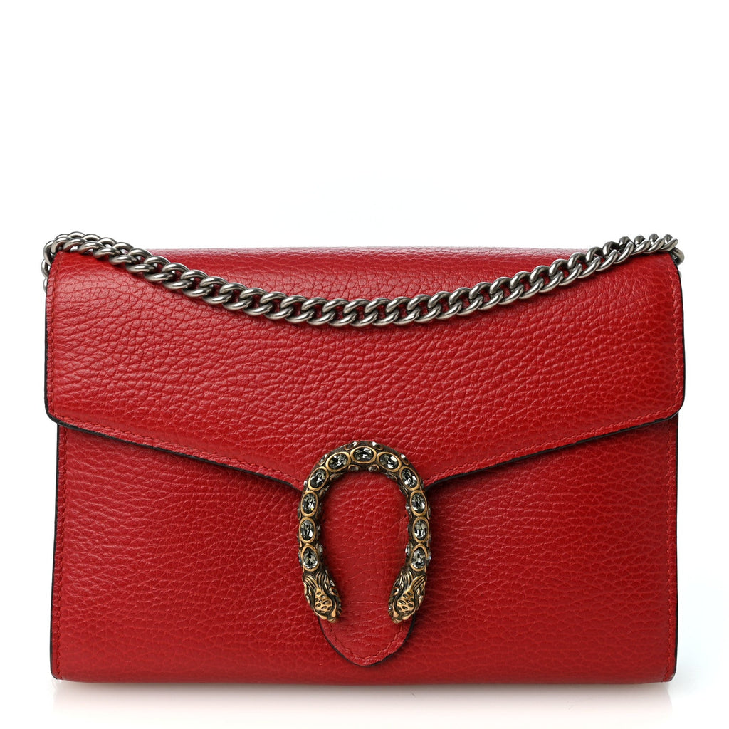 Calfskin Mini Dionysus Chain Wallet Hibiscus Red