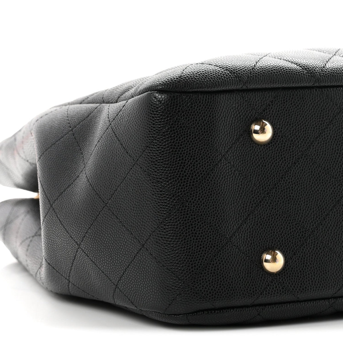 Caviar Quilted Small Shopping Tote Black