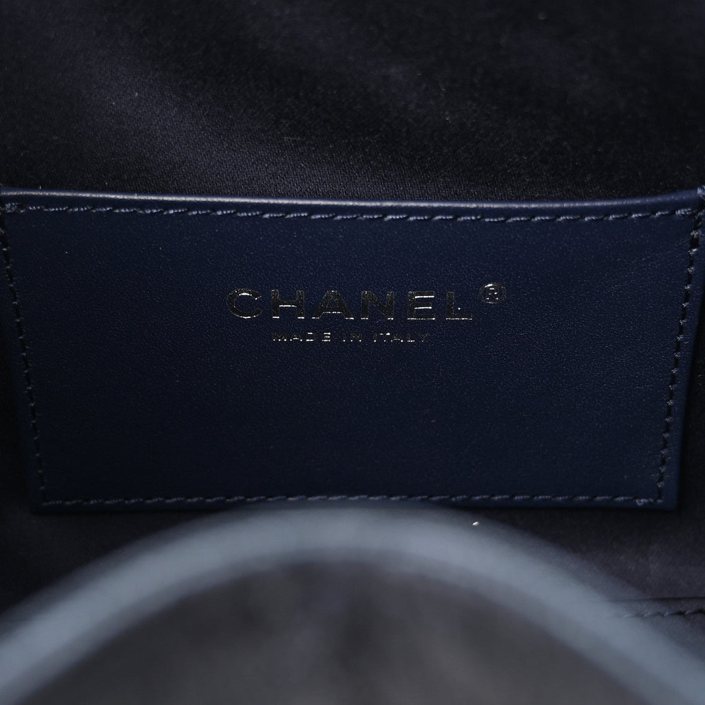 Metallic Caviar Quilted Mini Chanel 25 Handbag Dark Blue
