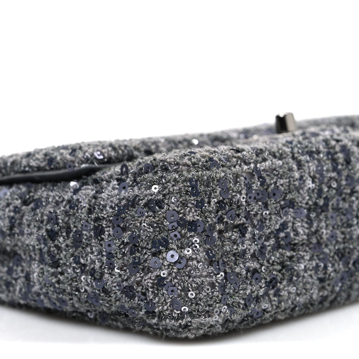 Sequin Quilted Small Single Flap Grey Dark Grey