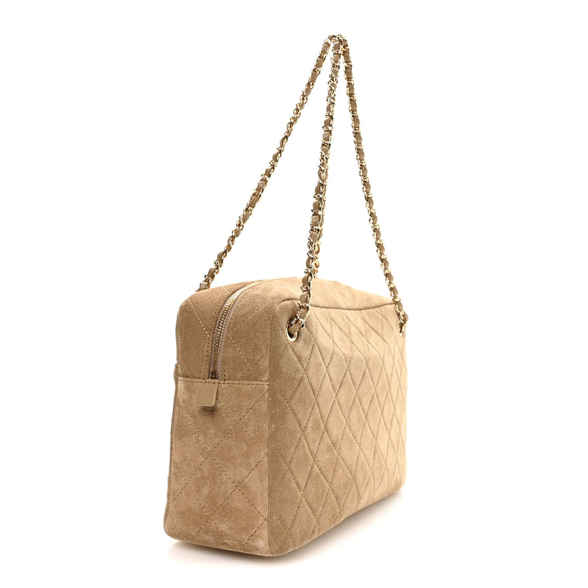 Suede Calfskin Quilted Camerissimo Case Beige