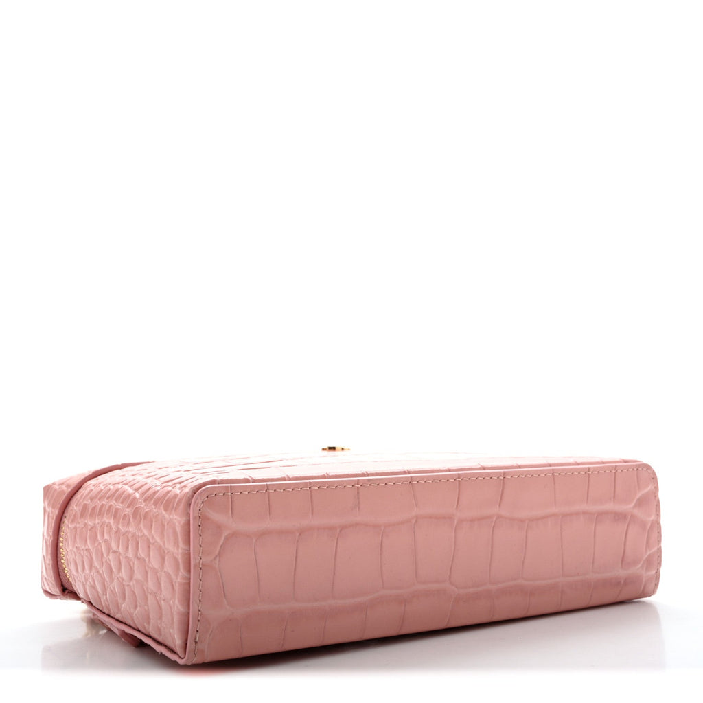 Calfskin Crocodile Embossed Crococo Exoticoco Vanity With Chain Light Pink