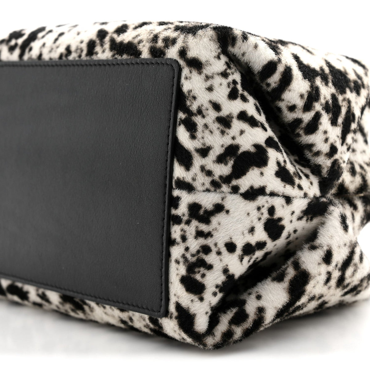 Lambskin Pony Hair Printed Clutch With Chain Black White