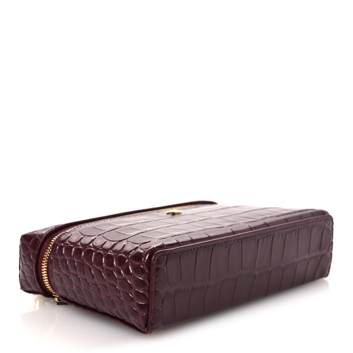 Calfskin Crocodile Embossed Crococo Exoticoco Vanity With Chain Dark Burgundy