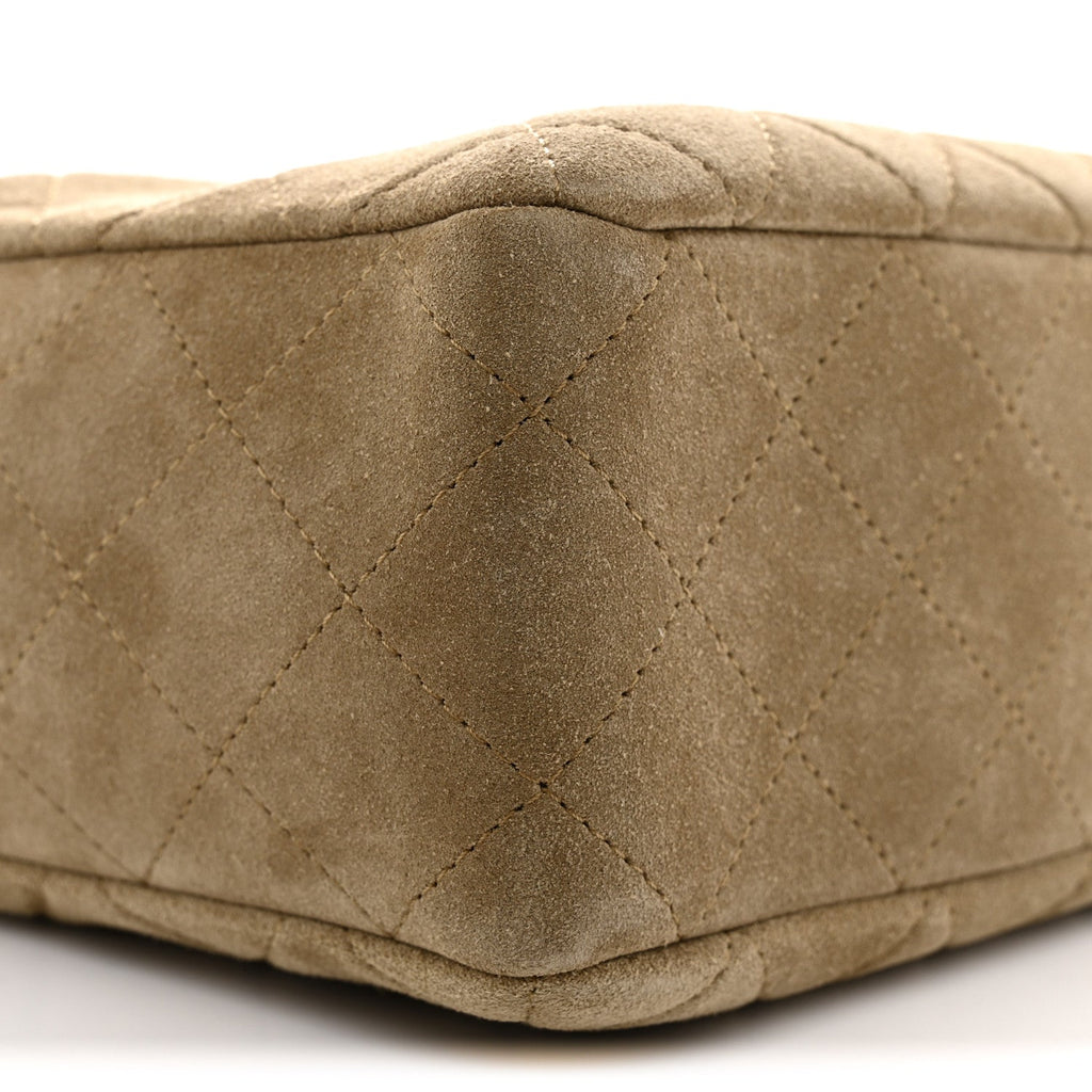 Suede Calfskin Quilted Camerissimo Camera Case Dark Beige