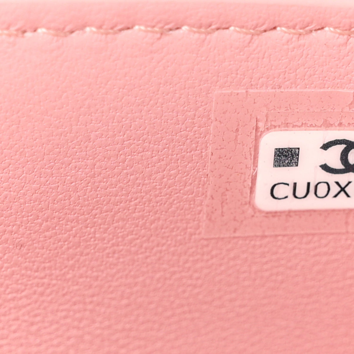 Calfskin Crocodile Embossed Crococo Top Handle Slim Vanity Case With Chain Light Pink
