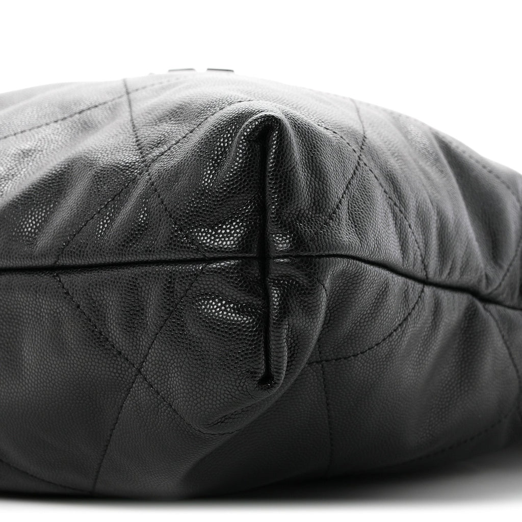 Shiny Caviar Quilted Monochrome Small Chanel 22  Black