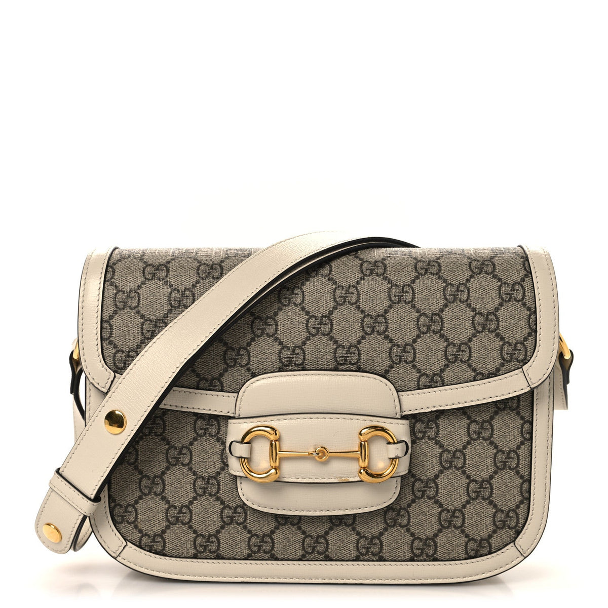 GG Supreme Monogram Horsebit 1955 Shoulder Bag Beige Mystic White