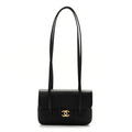 Shiny Caviar Mini Preppy Coco Shoulder Bag Black