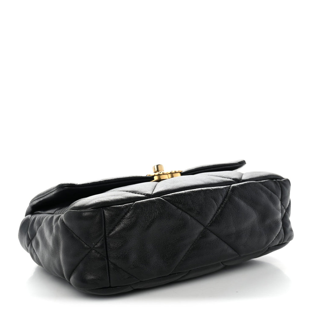 Goatskin Quilted Medium Chanel 19 Flap Black