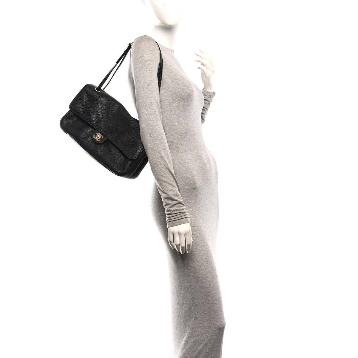 Grained Calfskin Small Souplissimo Maxi Flap Black
