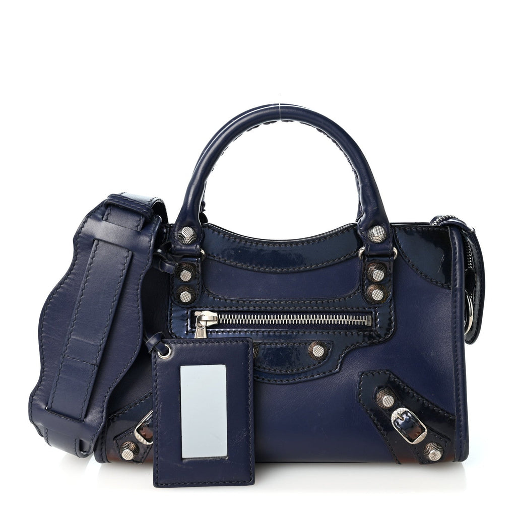 Smooth Calfskin Metallic Patent Giant 12 Silver Hardware Mini City Ultraviolet