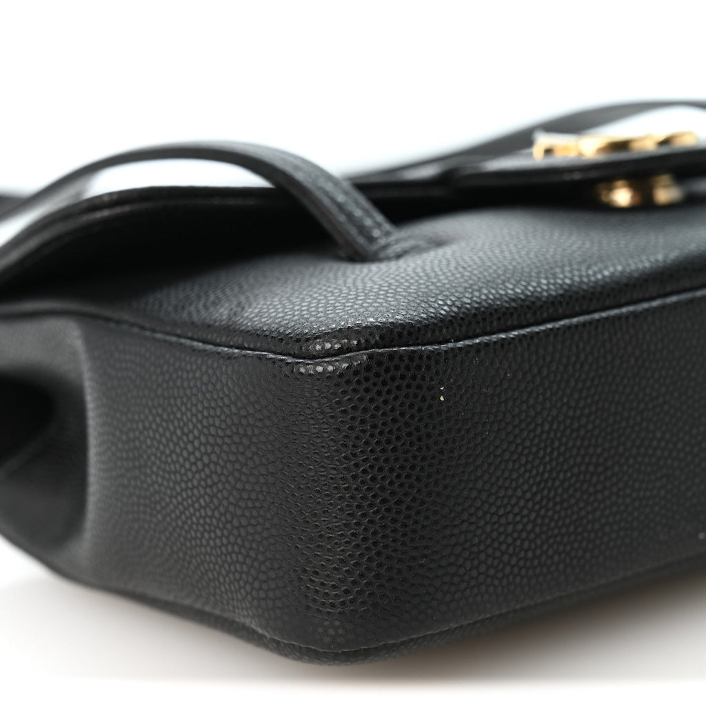 Shiny Caviar Mini Preppy Coco Shoulder Bag Black