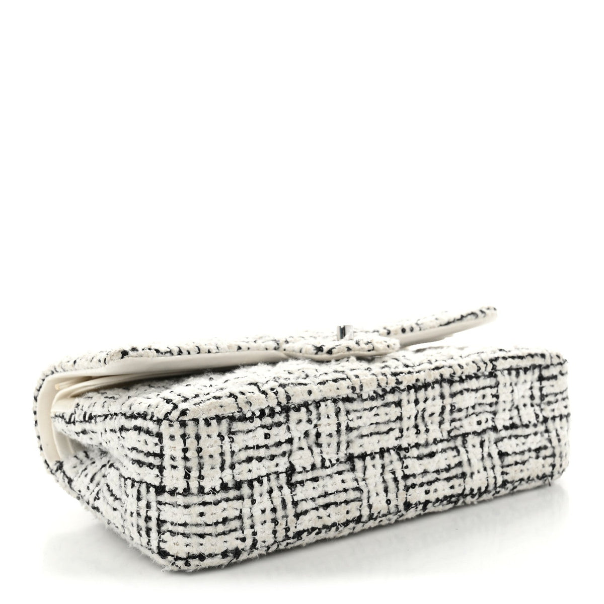 Tweed Sequin Quilted Medium Double Flap White Black