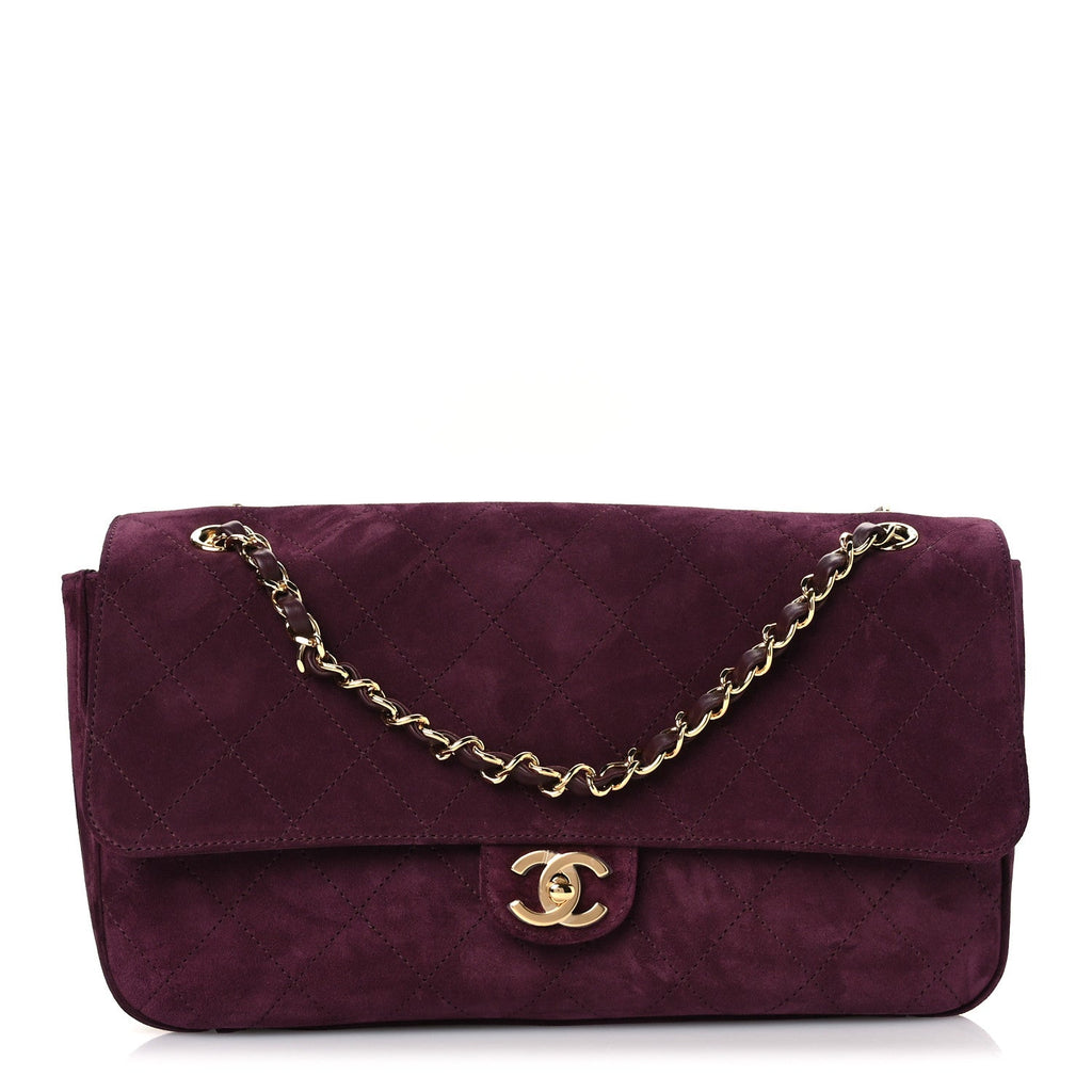 Suede Calfskin Small Souplissimo Maxi Flap Burgundy