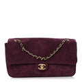 Suede Calfskin Small Souplissimo Maxi Flap Burgundy