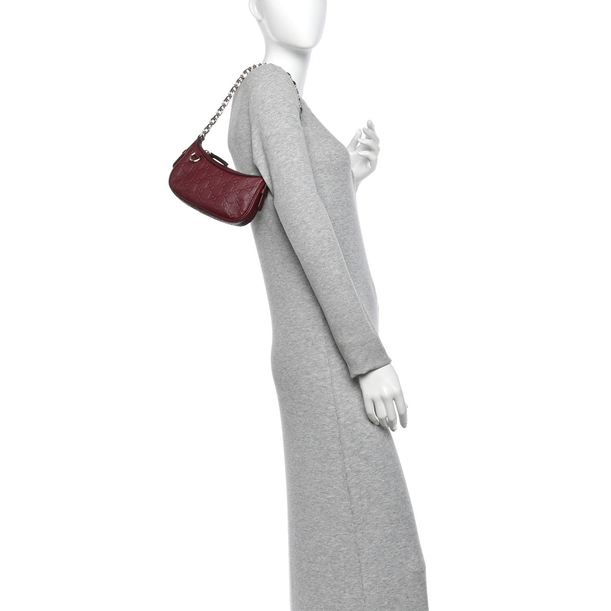 GG Calfskin Embossed Emblem Mini Shoulder Bag Rosso Ancora