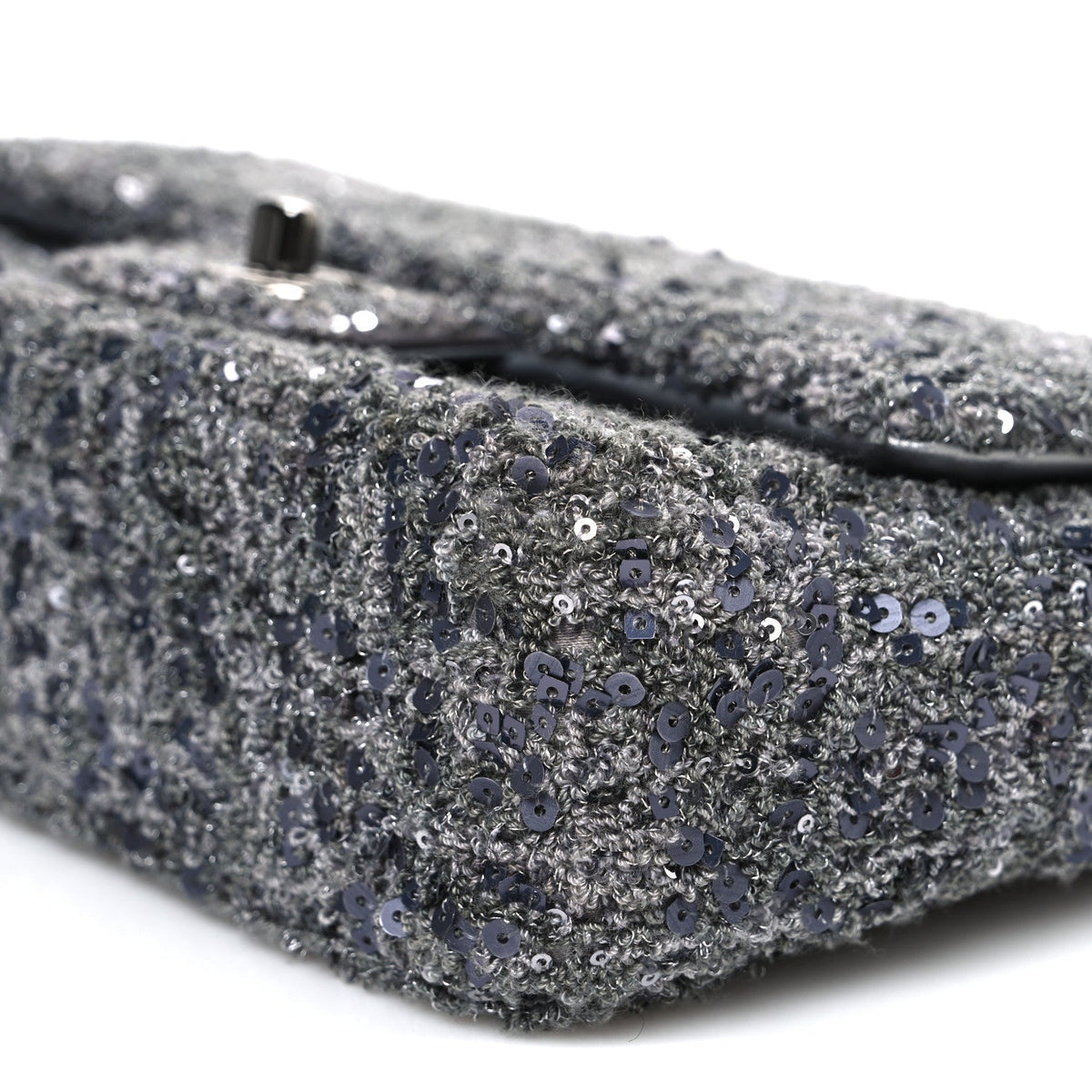 Sequin Quilted Small Single Flap Grey Dark Grey