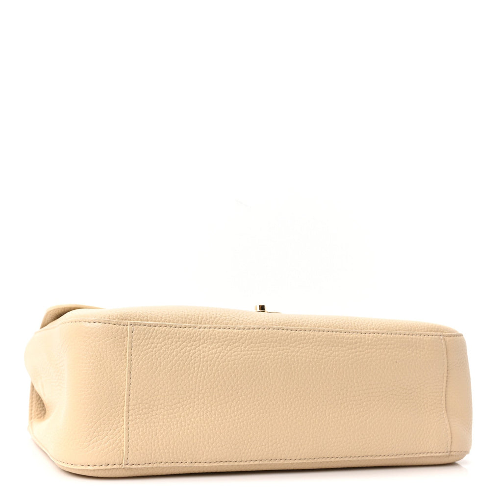 Grained Calfskin Small Souplissimo Maxi Flap Beige