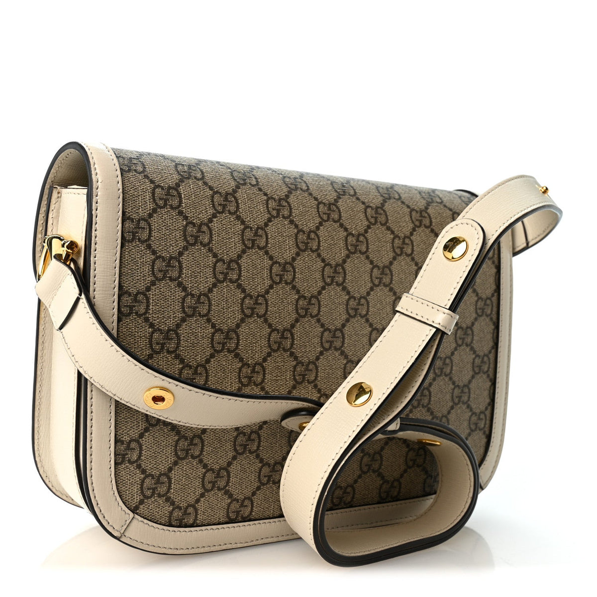 GG Supreme Monogram Horsebit 1955 Shoulder Bag Beige Mystic White