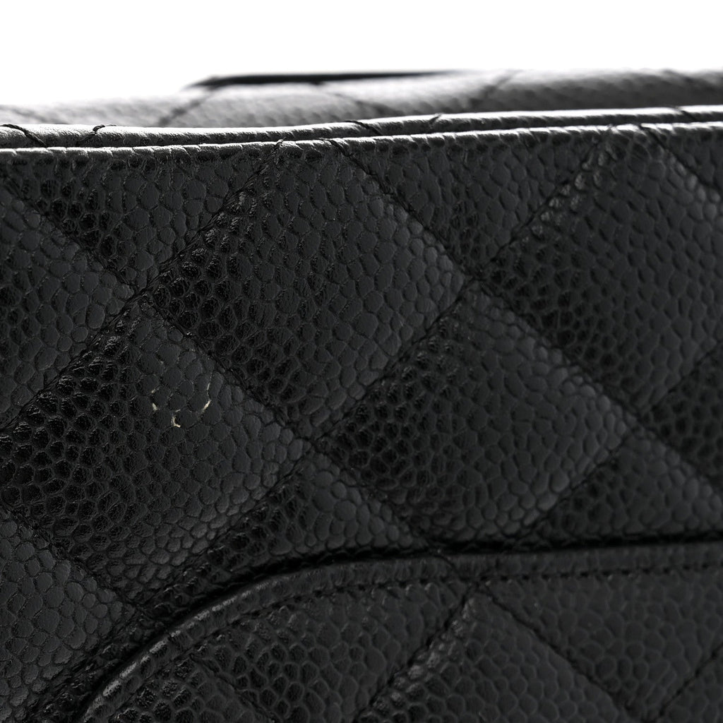 Caviar Quilted Medium Double Flap Black