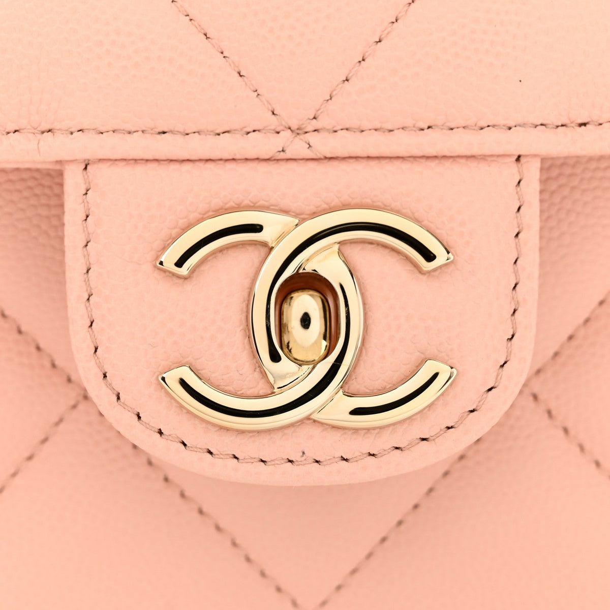 Caviar Quilted Mini Retro Twist Top Handle Flap Light Pink