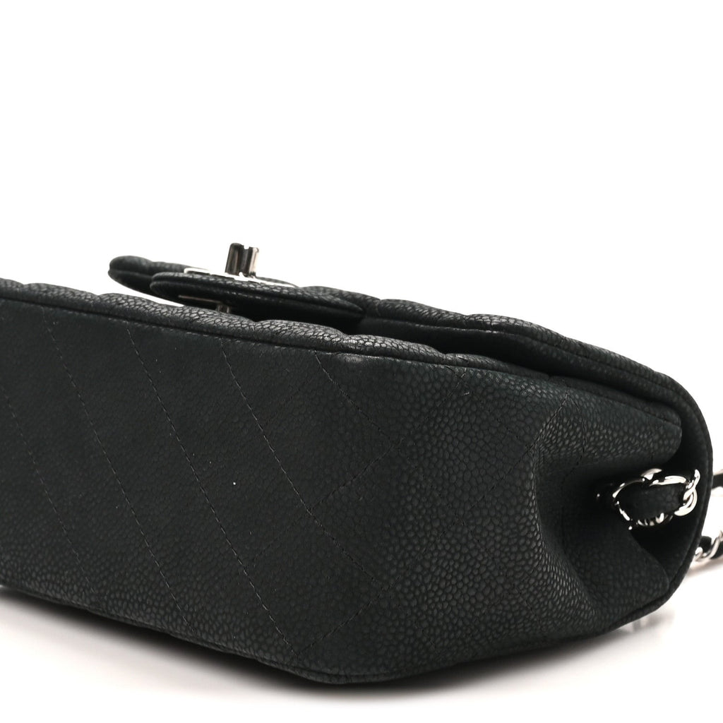 Iridescent Caviar Quilted Mini Square Flap Black