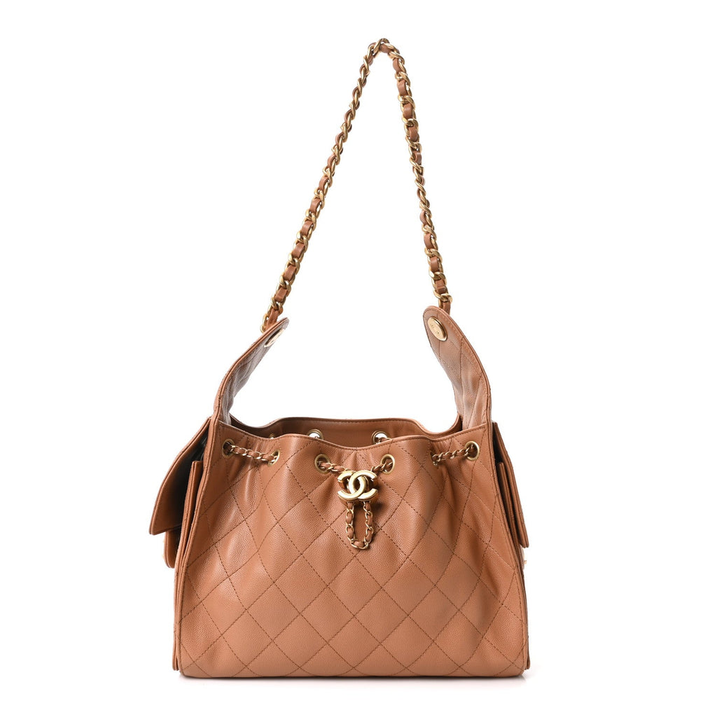 Caviar Quilted Small Chanel 25 Handbag Brown