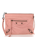 Agneau Classic Hardware Flat Handle Clutch Rose Peche