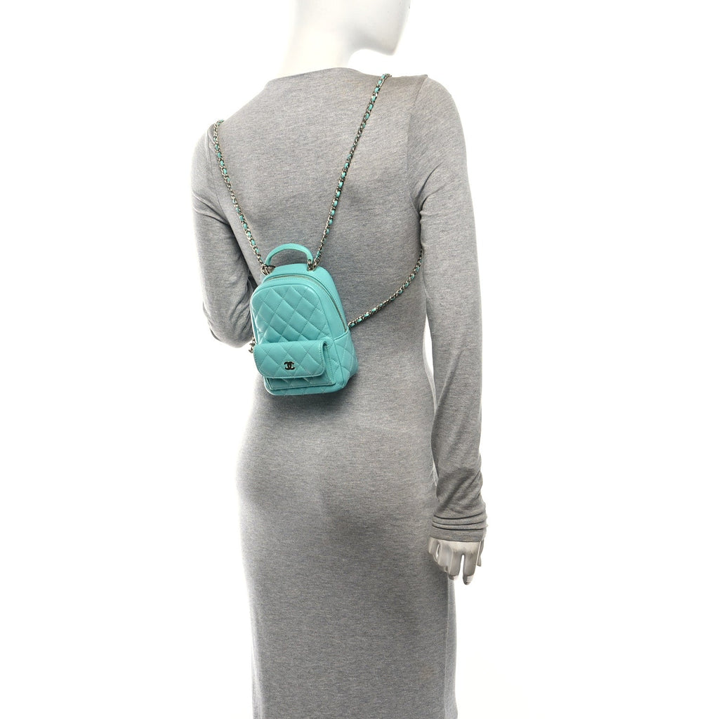 Caviar Quilted CC Mini Classic Backpack Blue